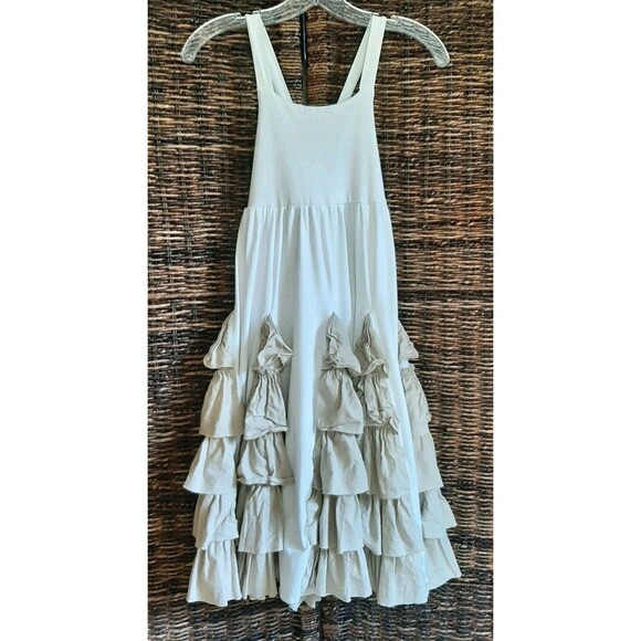 Country Couture Ruffle Swing Maxi Tank Dress 7/8 White Country Prairie Western